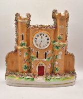 Ritka Antik Viktoriánus Flatback Staffordshire templom 22cm