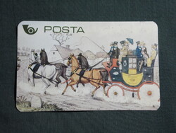 Kártyanaptár,Magyar Posta,grafikai,postakocsi,1991  (2)