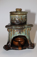 3 részes zöld mázas kerámia párologtató