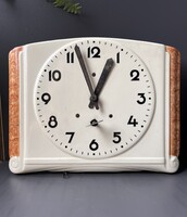 Art Deco, Mid-century fehér porcelán arab számos mechanikus falióra 1930-as évek dizájn