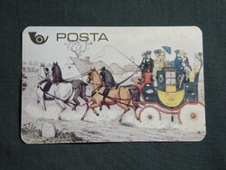 Kártyanaptár,Magyar Posta,grafikai,postakocsi,1991  (2)