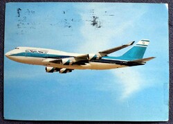 Boeing 747-200  Jumbo Jet -  ElAl Israel Airlines  utasszállító repülő  - izraeli fotó képeslap