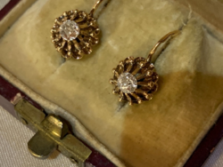 Antik arany fülbevaló 0,34 ct gyémántokkal