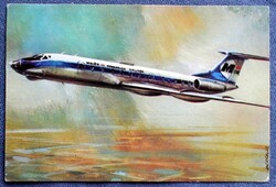 Tupoljev TU-134 (1969-1997) szovjet utasszállító repülő MALÉV  flottában  - grafikus  képeslap