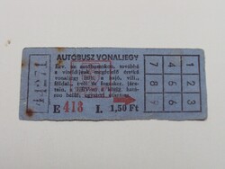 Régi retro autóbusz vonaljegy 1970-es évek