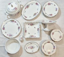 Hollóházi Hajnalka mintás, 6 személyes, 26 darabos porcelán étkészlet gazdag aranyozással