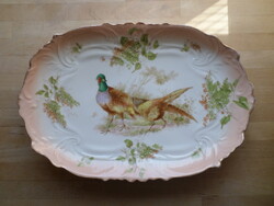 Antik Elbogen porcelán tál fácános mintával 30 x 45 cm