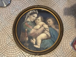 Raffaello - Madonna Della sedia, antik nyomatkép, reprodukció