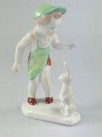 Aquincumi porcelán figura - Fiú nyuszival 2.