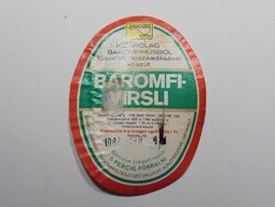 Retro régi Baromfi-virsli címke - Orosházi Baromfifeldolgozó Vállalat Konzervüzeme - 1988.