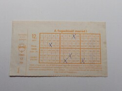 Régi Lottó igazoló szelvény 1988.