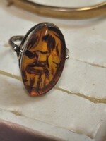 875 ös több jel van benne borostyán gyűrű antik, érdekes a borostyán kö