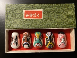 Vintage kínai pekingi opera maszk figurák – komplett szett, dobozban