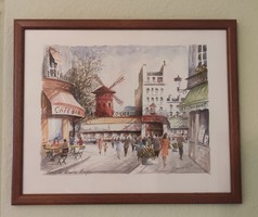 Moulin Rouge Párizs közepes méretű színes pasztell kép