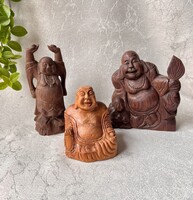 Faragott fa nevető Buddha szobrocskák Tibetből
