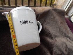 Zsolnay nagy méretű mérőedény 1000 Gr. patikai edény. magasság: 15 cm