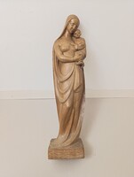 Mária szobor antik keményfa Jézus keresztény vallás anya gyermekkel Jef Jacobs szignált 361 6295