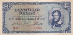 1.000.000  Pengő  1945  ( Alacsony Sorszám ) A képen látható állapotban
