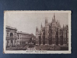 Régi képeslap Milánó Dóm tér Piazza del Duomo -  1930-as évek