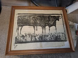 Ifj.Kátai Mihály: Vietnám III. (Félelem), litográfia, jelezve a képen, és grafittal is, kb.40x50 cm
