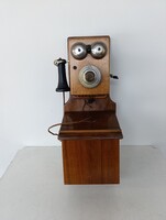 Antik telefon 1890-1910 nagy méretű falra szerelhető fali ritka készülék starožitný telefón 497 6148