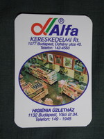 Kártyanaptár,Alfa higiénia üzletház,Budapest,1994 (2)