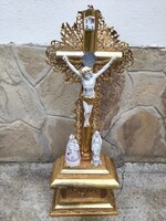 Házi áldás , aranyozott fa , porcelán szobrokkal , zenélős , 60 cm