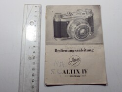 Altissa Altix IV kamera, fényképező használati utasítás német nyelven - 1950-es évek