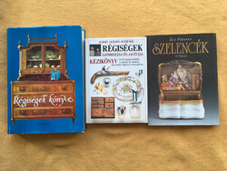 Könyv, 3db egybe, régiség, régiségek javítása, szelencék. Használt könyvek.