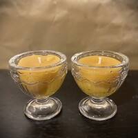 2 db méhviasz gyertya üveg tojástartóban