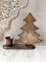 Art Deco fém gyertyatartó, téli / karácsonyi ünnepi fenyőfás dekoráció