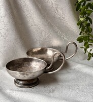 Antik ezüstözött alpakka fagylaltos kehely 20.század eleji éttermi szervírozó