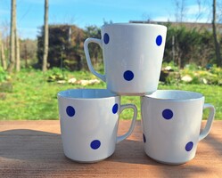 Kék pöttyös porcelán   bögre 3 darab egyben