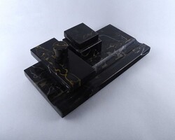 1Z577 Régi sötétszürke márvány tintatartó kalamáris íróasztali készlet 30 x 15.5 cm