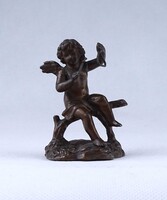 1Z585 Antik kisméretű faágon ülő zenélő angyal ón szobor 7.5 cm