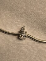 Ezüst gitár Pandora stílusú charm