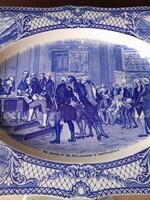 1920-30 as évekből Angol kerámia tál az Amerikai Függetlenségi nyilatkozat aláírása szerepel a tálon