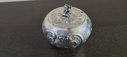 Antik Német Ezüst Cukordoboz (800-as finomságú) – Neorokokó Stílus, 1890-1910 – Súlya: 240,9 gramm