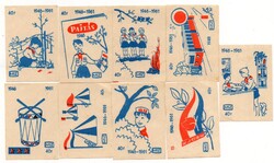 Gyufacímke: "Kisdobos" 1961. 9 db egyben.