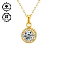 Moissanite 2 Karátos Gyémánt Köves 18K Aranyazott 316L Sebészeti Acél Nyaklánc + Ékszerdoboz. Új!