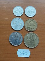 MAGYAR NÉPKÖZTÁRSASÁG 10 20 FILLÉR 1 2 5 10 FORINT 6 DB VEGYES B62