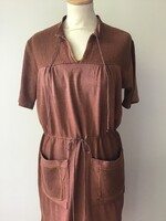 Barna, pamut, vintage nyári ruha. L-es  (80-as évek)