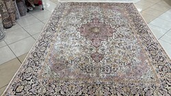 4153 ÁLOMSZÉP Kasmíri hernyóselyem Isfahan kézi perzsa  szőnyeg 210X305CM