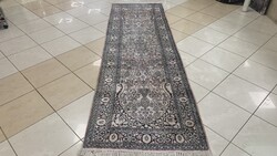 4074 Kasmíri hernyóselyem Isfahan kézi perzsa futó szőnyeg 90X300CM