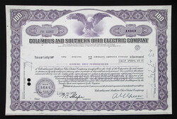 USA Columbus and Southern Ohio Electric Company 100 részvény 1974 - villamoshálózat, erőművek