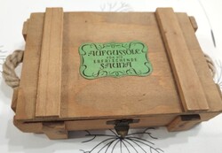 Vintage Szaunaolaj üveg – Rusztikus Fadobozban
