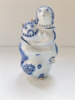Zsolnay Pécs „Ördög és felesége” porcelán figura – modern művészi darab, aranyozott – 21,5 cm