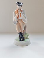Zsolnay furulyázó pásztor figura – kézzel festett – 26 cm