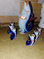Szovjet halas porcelán rövid italos készlet hibátlan