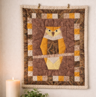 Egyedi Baglyos Patchwork Falikép – Kézzel készült textil dekoráció 38*30 cm(